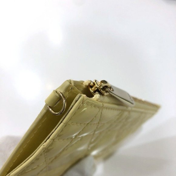 Dior Cannage Card Case patent coin purse enamel Beige/GoldHardware - Picture 6 of 11